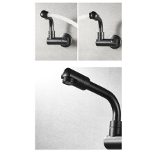 360 Degree Rotating Black Wall Mounted Single Cold Water Mixer Solid Brass Kitchen Sink Basin Faucet Mop Pool Water Taps