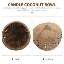 Candela Ciotola con Guscio di Noce di Cocco, Portacandele, Portacandele Fatto un Mano con Guscio di Noce di Cocco per Piccolo Pilastro Tealight,