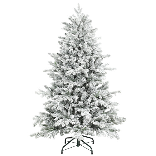 Homcom HOMCOM 5ft Artificial Christmas Tree with Snow, Hinged Xmas Tree 1