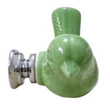 4Pack Groene Leuke Vogel Ontwerp Kast Deurknoppen, Keramische Lade Knoppen, Vintage Kast Pull Handvat (Groen)