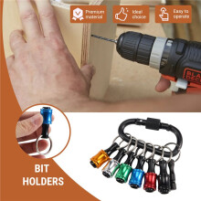 12Pieces 1/4 Inch Hex Shank Bits Holder Keychian, Keychain Extension Bar Screwdriver Bit Holder Socket Adapter