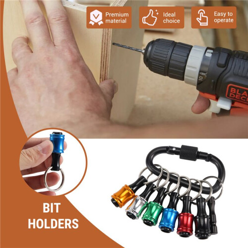 12Pieces 1/4 Inch Hex Shank Bits Holder Keychian, Keychain Extension Bar Screwdriver Bit Holder Socket Adapter