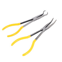 4Pcs 11 Inch Extra Long Nose Pliers Set Straight Bent Tip Mechanic Equipment Hand Tools