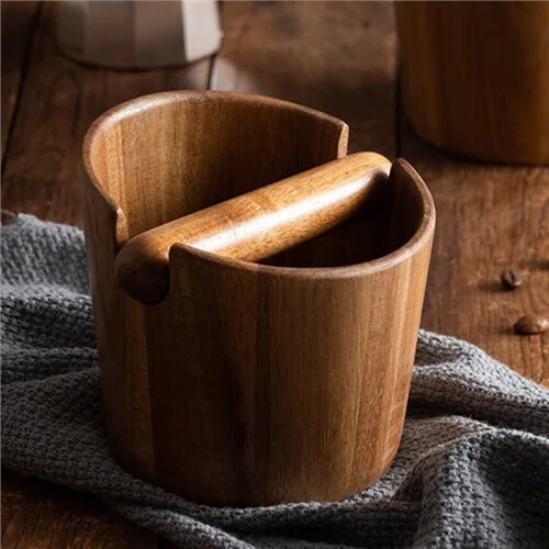 Knock the Slag Bucket Coffee Grounds Knock Box Ground Coffee Container Solid Wood Knocking Tank Coffe Accessories Tools 1