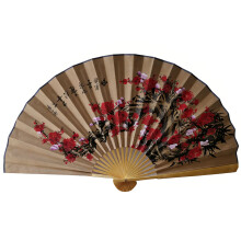 Oversized Decorative Wall Art Fan with Chinese Flower-13