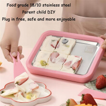 Ice Cream  Yogurt Machine Stainless Steel Fried Ice Tray Great for Making Ice Cream, Fruit Shakes, Smoothies