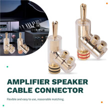 4 Piezas de Conectores Banana Conectores Banana en áNgulo de 45 Grados Conectores de Bloqueo de Tornillo para Receptor AV, Amplificador, Altavoz