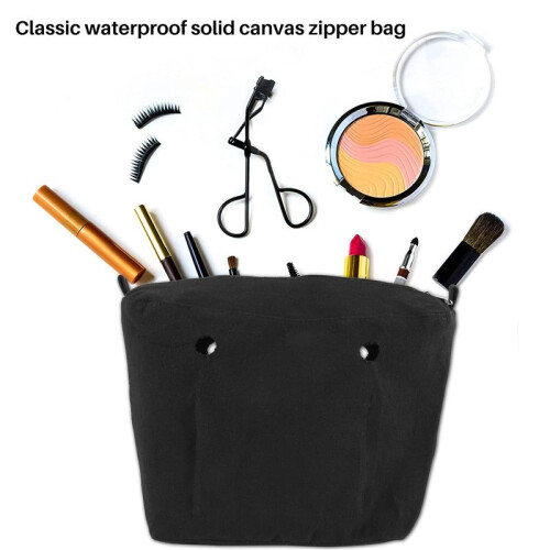 Waterproof Solid Canvas Insert Inner Lining Insert Zipper Pocket for Obag O Bag Handbag Bag Black 1