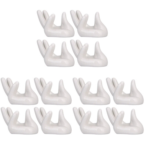 12Pcs Ceramic Ocarina Holder White Hand-Shaped Portable Display Stand 2