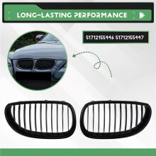 E60 Grill Front Kidney Sport Grilles Hood Grill for E60 E61 5 Series M5 525I 525Xi 528I 528Xi 530I 530Xi 2003-2009(Gloss Black )