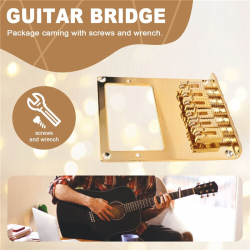 6 Roller Sadel 6 Strings Humbucker Guitar Bridge för Telecaster Guitar (Guld) 1