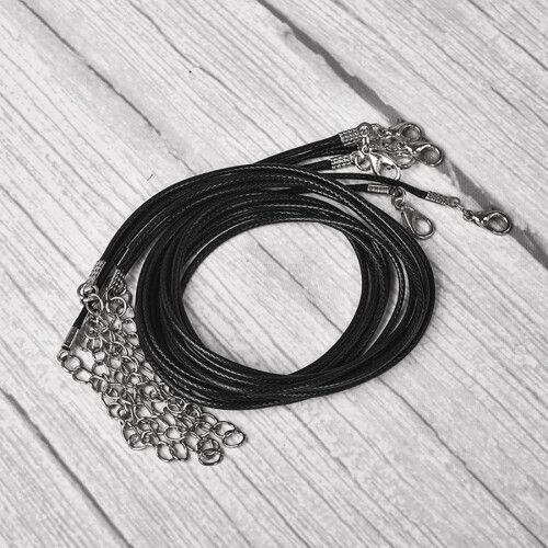 20 PeçAs CordãO de Colar Encerado Preto de 20 Polegadas com Fecho um Granel para Colar de Pulseira e FabricaçãO de Joias 2