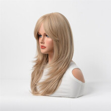 Chemical Fiber Wig for Women Long Straight Wavy Eight Bangs Women'S Long Curly Hair Flaxen Wig for Daily Use