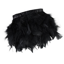 Natural Turkey Plume Trim For Clothing Accessories And-Black 2m