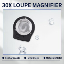 30X Loupe Magnifier with 6 LED Lights, Rechargeable Portable Desktop Metal Jewelers Loupe, Magnifying Glass with Light