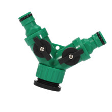 2 Way Heavy Type Garden Hose Splitter Y Splitter Grip Shut Off