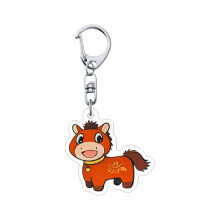 Porte-clés en acrylique avec figurine de cheval,-cheval souriant
