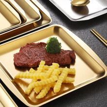 Dinner Plate 304 Stainless Steel Rectangular Plate Korean Barbecue Plate, Sushi Plate, Dessert Tray Storage Tray, D