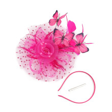 Delicate gevleugelde haarclip, veren- en-Rozenrood