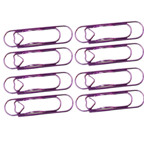 8PCS Unique Love Shape Document Clips Full of Durability-Purple