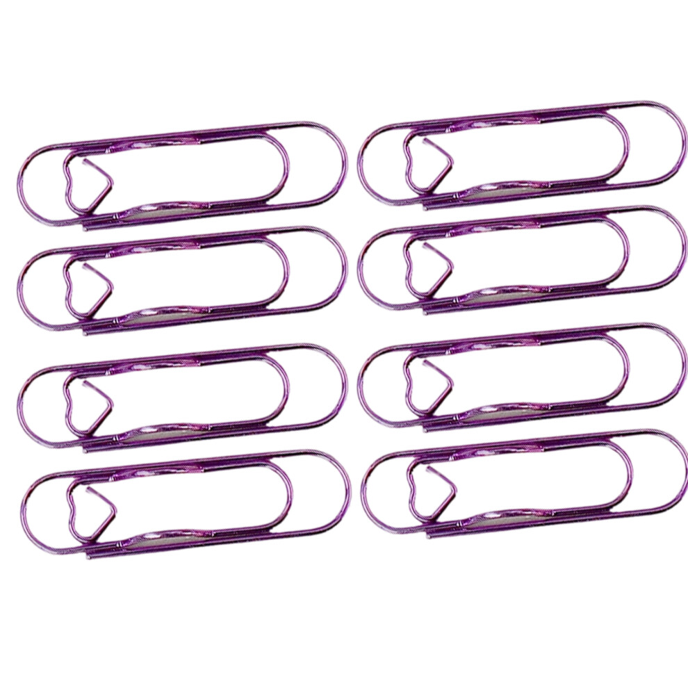 Decorative Heart Paper Clips Electroplated Carbon Steel-Purple 7627001385139