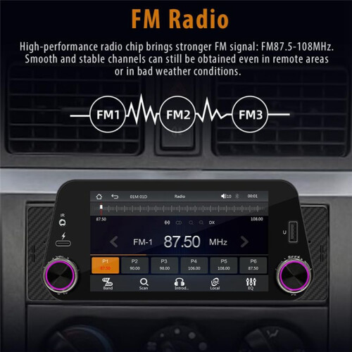 Single Din Car Stereo with Wireless CarPlay/Android Auto, Touchscreen Radio, , Backup Camera, Mirror-Link 1