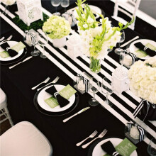 10 Pack Table Runner Polyester Table Decor Classic Black and White Striped Table Runner Modern Elegant Design