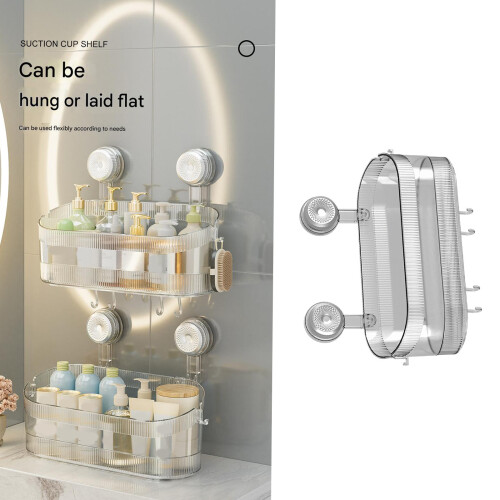Easy Install Suction Cup Holder No Drilling-Transparent gray 2