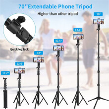 Treppiede e Monopiede per Telefono Selfie Stick, Treppiede per Cellulare da 70 Pollici per Registrazione/Fotografia/Trucco su Smartphone