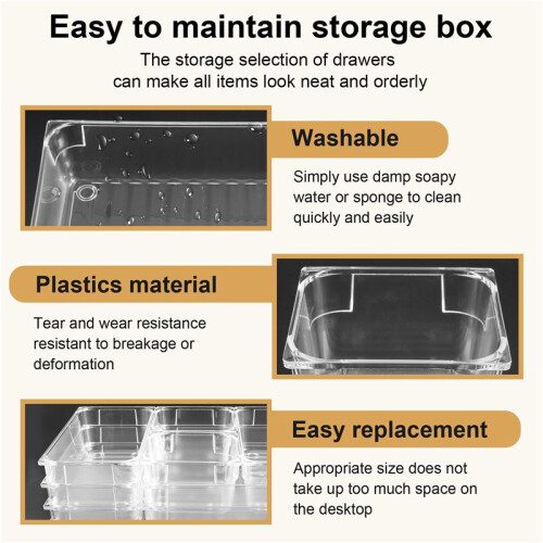 9 Pcs Clear Drawer Organizer Trays Assorted 4-Size Drawer Dividers, Versatile Storage Boxes Makeup Organiser Set 1