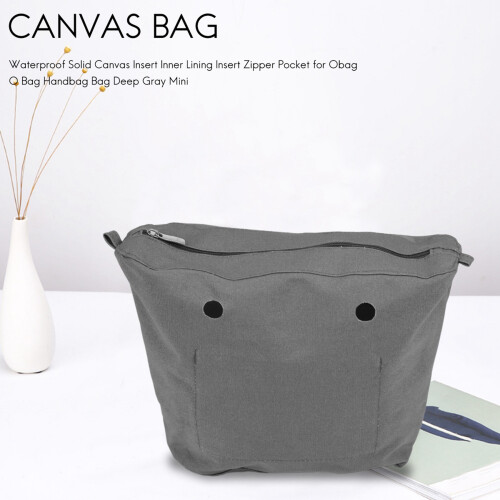 VattentäT Solid Canvas-Insats Innerfoder-Insats BlixtlåSficka för Obag O-VäSka HandväSka VäSka Deep Grey 1