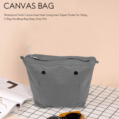 VattentäT Solid Canvas-Insats Innerfoder-Insats BlixtlåSficka för Obag O-VäSka HandväSka VäSka Deep Grey 2