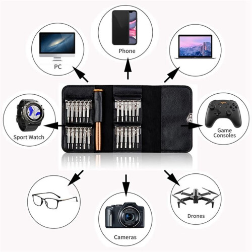 25-In-1 Multifunctional Leather Case Manual Screwdriver Bit Set Mobile Phone Notebook Maintenance Tool 1