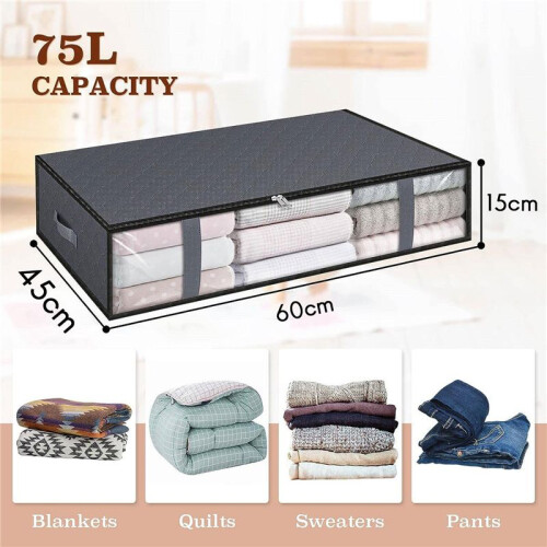 Storage Bags, Clothes Storage, Under Bed Storage Containers with Durable Handles, Capacity Storage Bins, Foldable 6Pcs 2