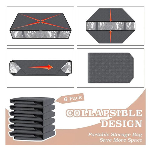Storage Bags, Clothes Storage, Under Bed Storage Containers with Durable Handles, Capacity Storage Bins, Foldable 6Pcs 2