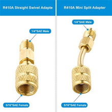 R410A Split Adapters, R410A Charging Vacuum Port Connector with 5/16inch Female to 1/4inch Male for HVAC System