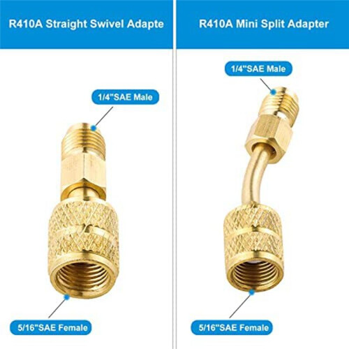 Adaptadores  Split R410A, Conector de Porta de VáCuo de Carregamento R410A com FêMea de 5/16 Polegadas para Macho de 1/4 Polegadas para Sistema