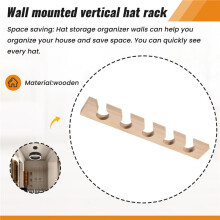 2 PCS Hat Rack for Wall Wooden Baseball Caps Organizer Wall Mount Baseball Hat Holder Vertical Hat Racks for Closet