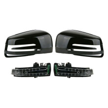 Car Door Mirror Cover with LED Turn Signals for C E S Class W204 X204 W212 W221 C300 C218 2007-2013