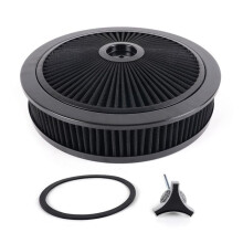 Universal-Luftfilter Fürs Auto, 14 X 3 Zoll, Kreisförmig, Hoher Durchfluss, Waschbar, 5-1/8-Gewindeanschluss, Modifizierte Autoteile, Schwarz