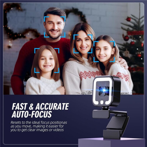 4K Webcam with Microphone and Fill Light, HD Autofocus Computer Camera for Pc Laptop Desktop Video Calling 2