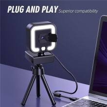 4K Webcam with Microphone and Fill Light, HD Autofocus Computer Camera for Pc Laptop Desktop Video Calling