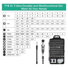 Jeu de Tournevis 115 en 1 Kit D'Outils de RéParation MagnéTique Professionnel pour TéLéPhone, Ordinateur, Montre, Ordinateur Portable, , Console