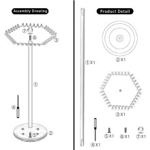 Rotating Necklace Organizer,Acrylic Necklace Holder Stand with 36 Hooks for Necklaces Chain Pendant Bracelets