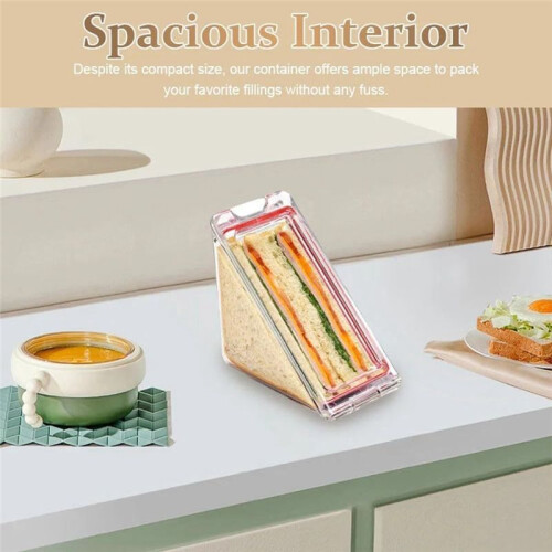 Triangle Sandwich Container Triangle Clear Plastic Sandwich Container with Lid To-Go Containers for Cheese 2Pcs 1