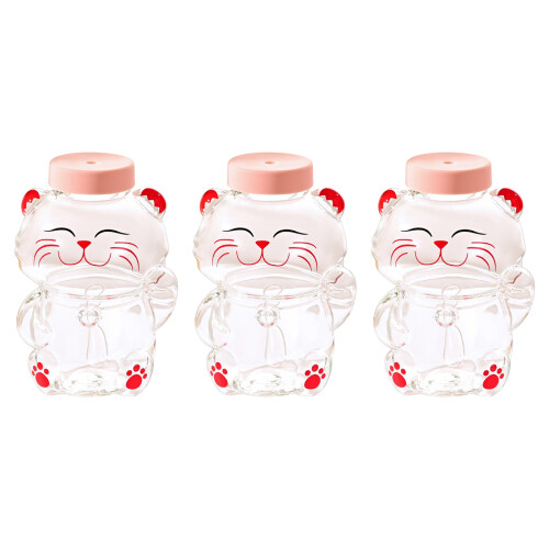 User Friendly Bear Shape Glass Cup With Straw Leak Proof- 3 3