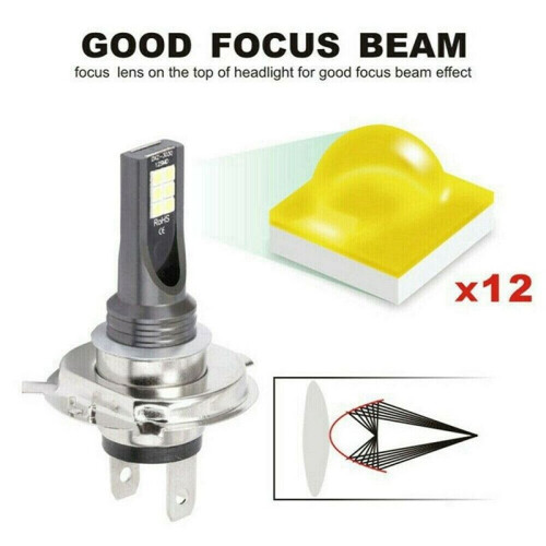 4Pcs H7 LED Headlight Conversion 6W 1000LM 6000K Error Free Canbus Bulb 2