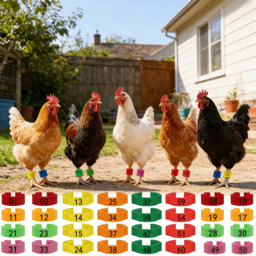 100 Count Visible Plastic Poultry Leg Markers Multicolored For 1