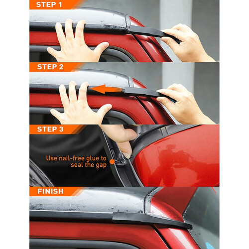 Upgraded Version Rain Gutter Extensions, Rain  Diverter, for 18-21   JL JLU Gladiator JT, Black 1