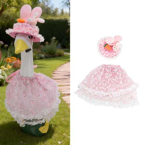 Ensemble de tenue de lapin de printemps pour oies blanches-Rose 2